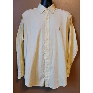 Ralph Lauren Shirt Yarmouth Cotton Pinpoint Oxford Yellow w/Flesh Pony Mens | 16